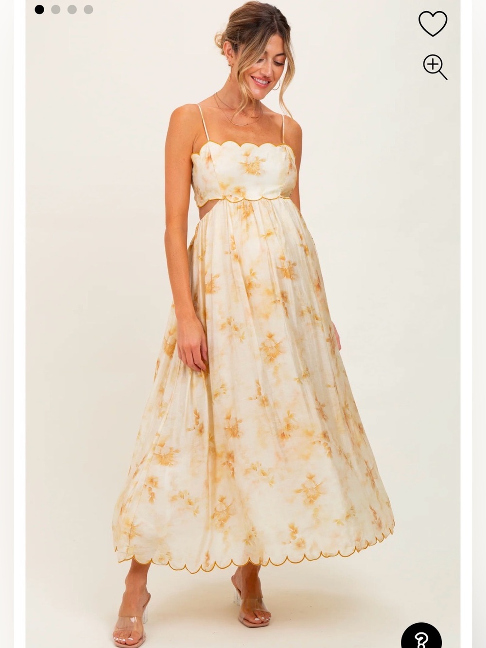 Pinkblush NWT Yellow Faded Floral Scallop Edge Cutout Dress
